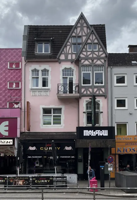 Front of Reeperbahn 136 in Hamburg, the former Top Ten Club, with Molotow signage in 2025